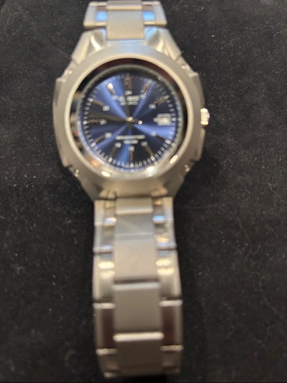 Casio Blue Dial Titanium-Tone Bracelet Watch